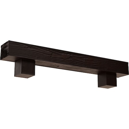 Kit W/ Alamo Corbels, Premium Mahogany, 6H  X 8D X 84W Sandblasted Faux Wood Fireplace ManteL